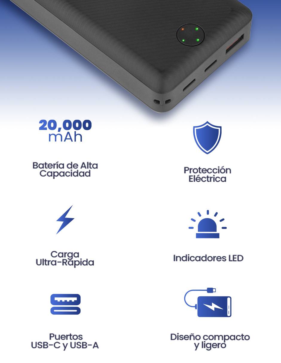 Batería portátil 20000 mAh 4