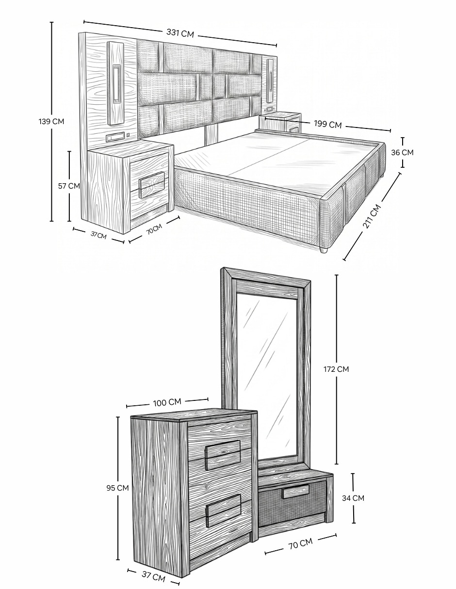 Set Recámara de Madera 7