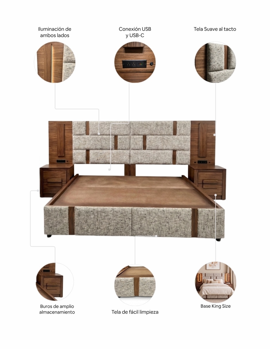 Set Recámara Oriana de Madera 2
