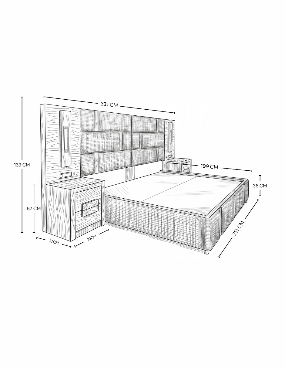 Set Recámara Easy Living Oriana de madera