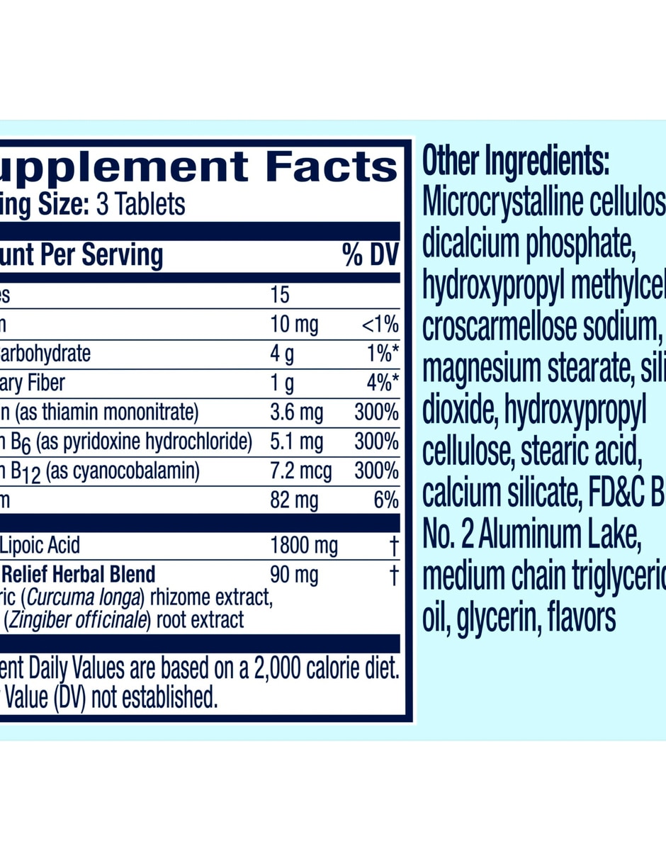Suplemento para aliviar los nervios con vitamina B12 sabor jengibre de 30 tabletas