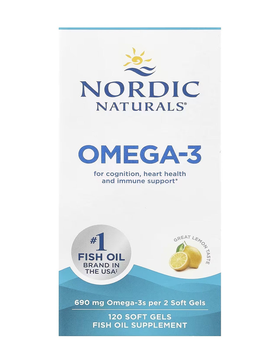 Omega-3 con Omega 3 sabor limón de 120 cápsulas