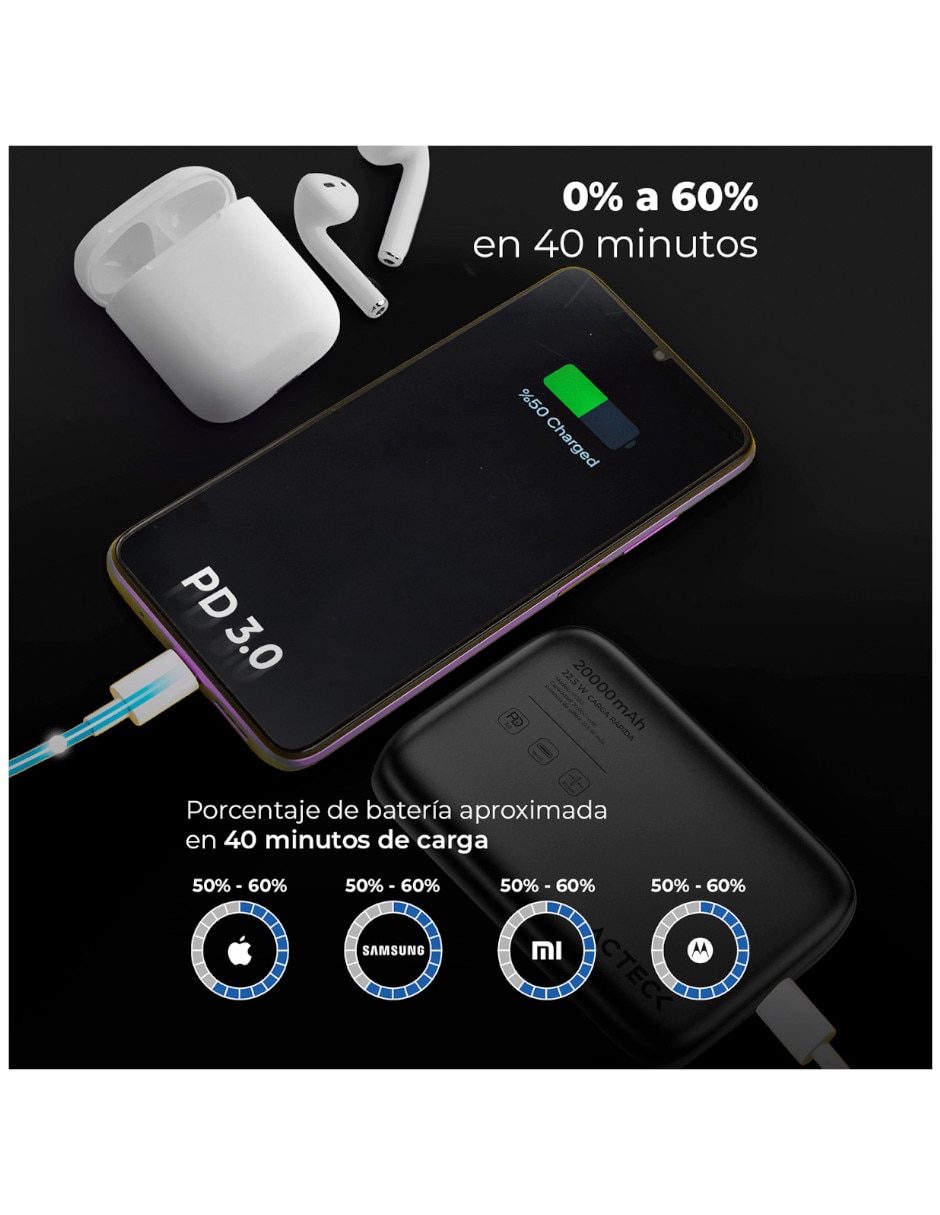 Batería portátil Acteck 20000 mAh 6