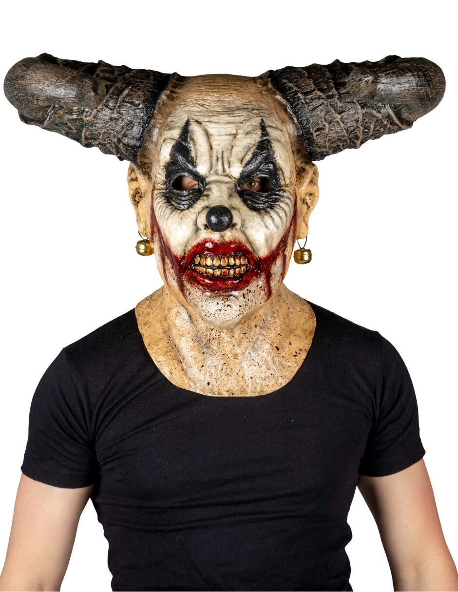 Máscara para disfraz de payaso con cuernos 3