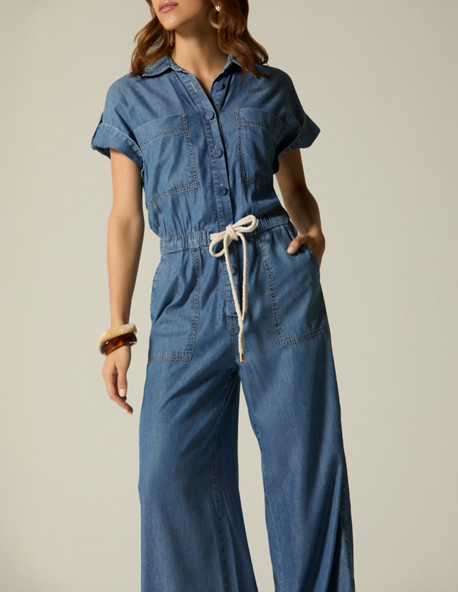 Jumpsuit Sin familia o colección de Mezclilla Casual estampado Liso para mujer 2