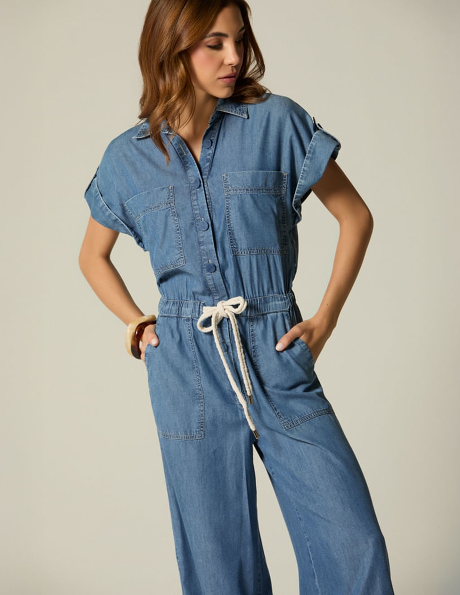 Jumpsuit Sin familia o colección de Mezclilla Casual estampado Liso para mujer 4