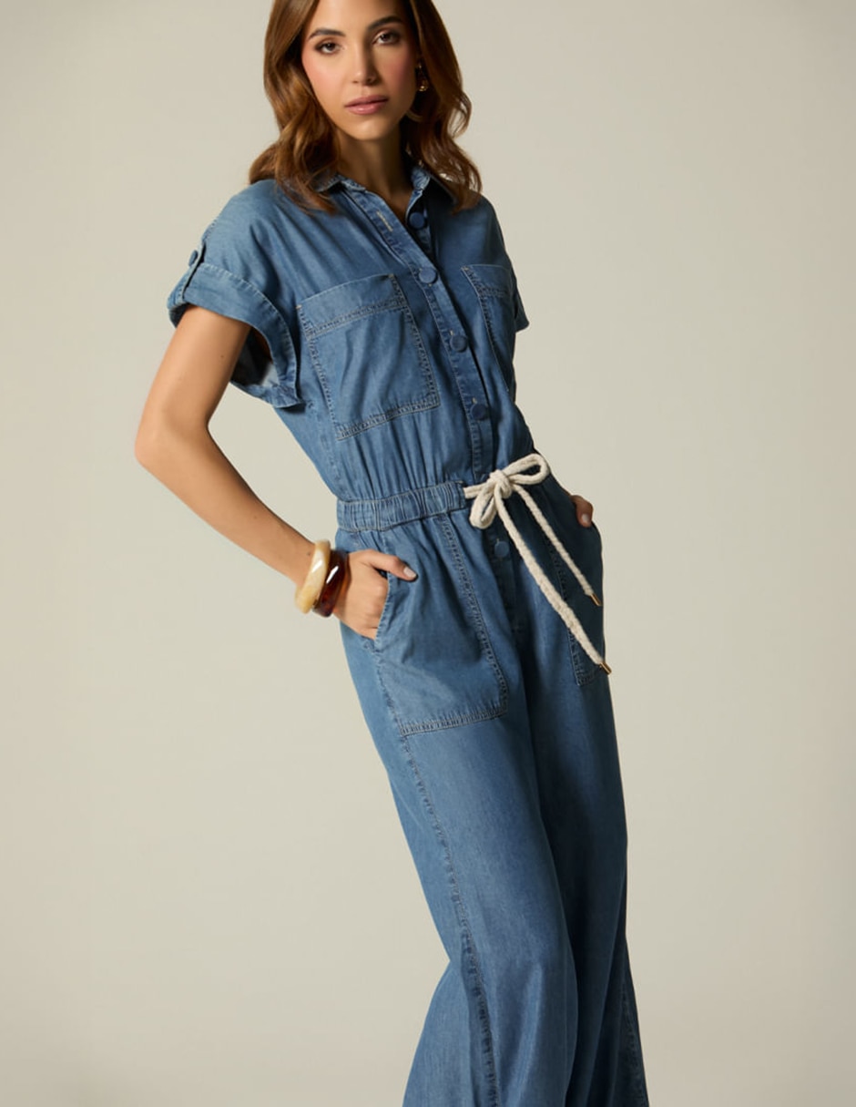 Jumpsuit Sin familia o colección de Mezclilla Casual estampado Liso para mujer 6
