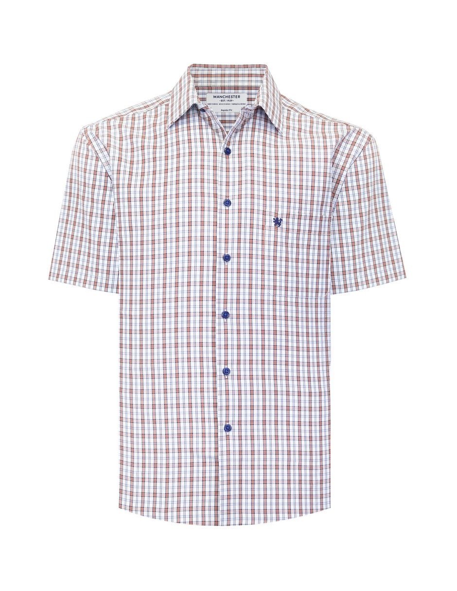 Camisa casual manchester de algodón manga corta para hombre