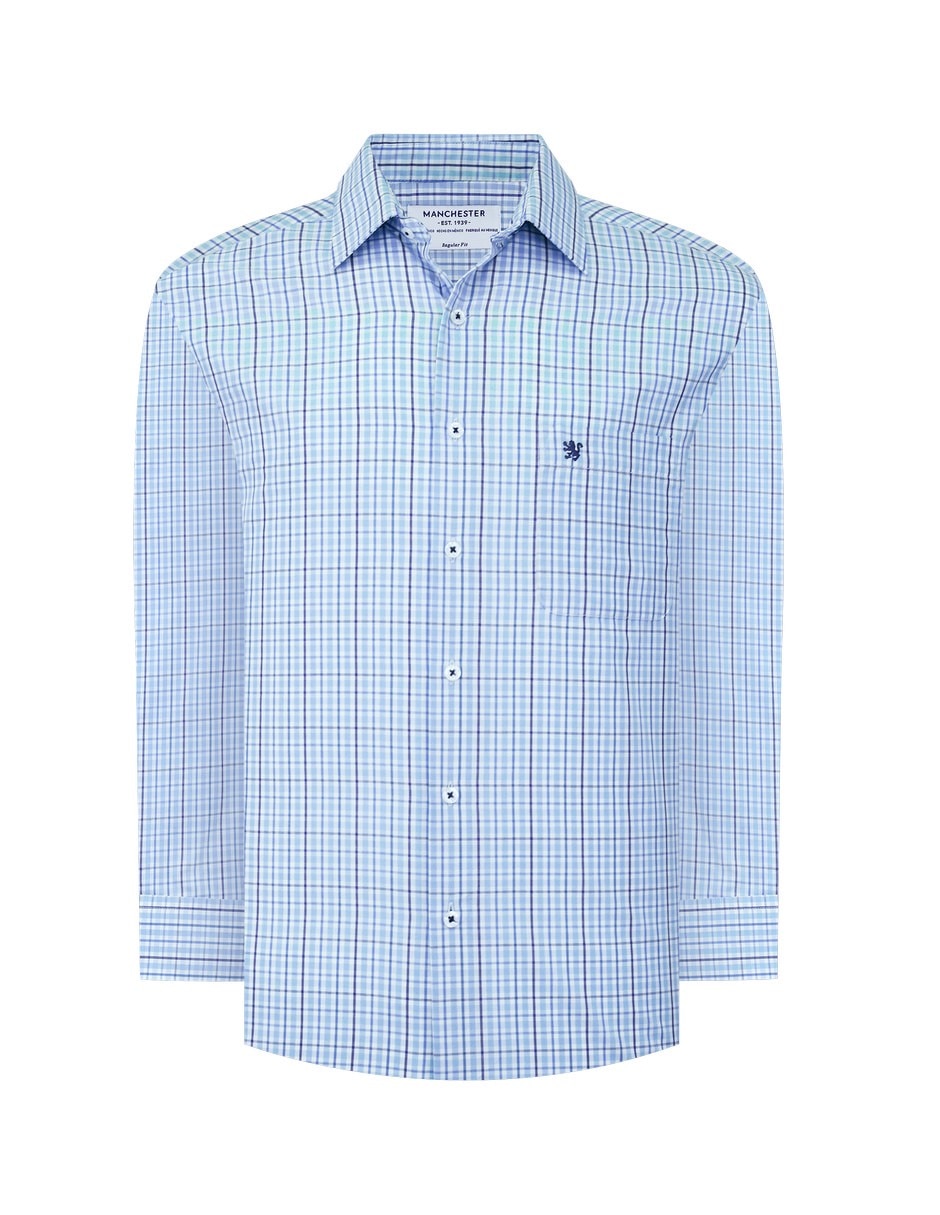 Camisa casual manchester de algodón manga larga para hombre
