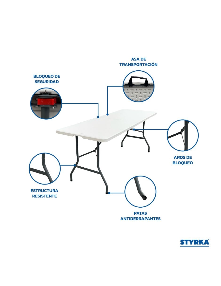 Mesa No No Plegable 180 cm de Plástico 2