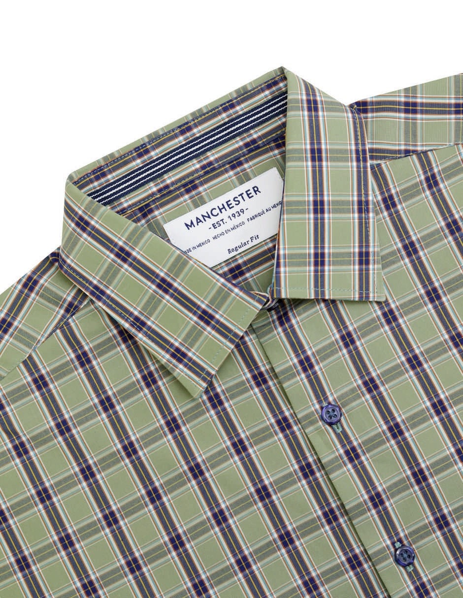 Camisa casual manchester de algodón manga corta para hombre