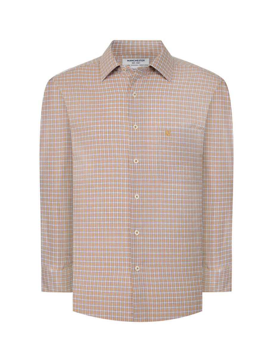 Camisa casual manchester de algodón manga larga para hombre