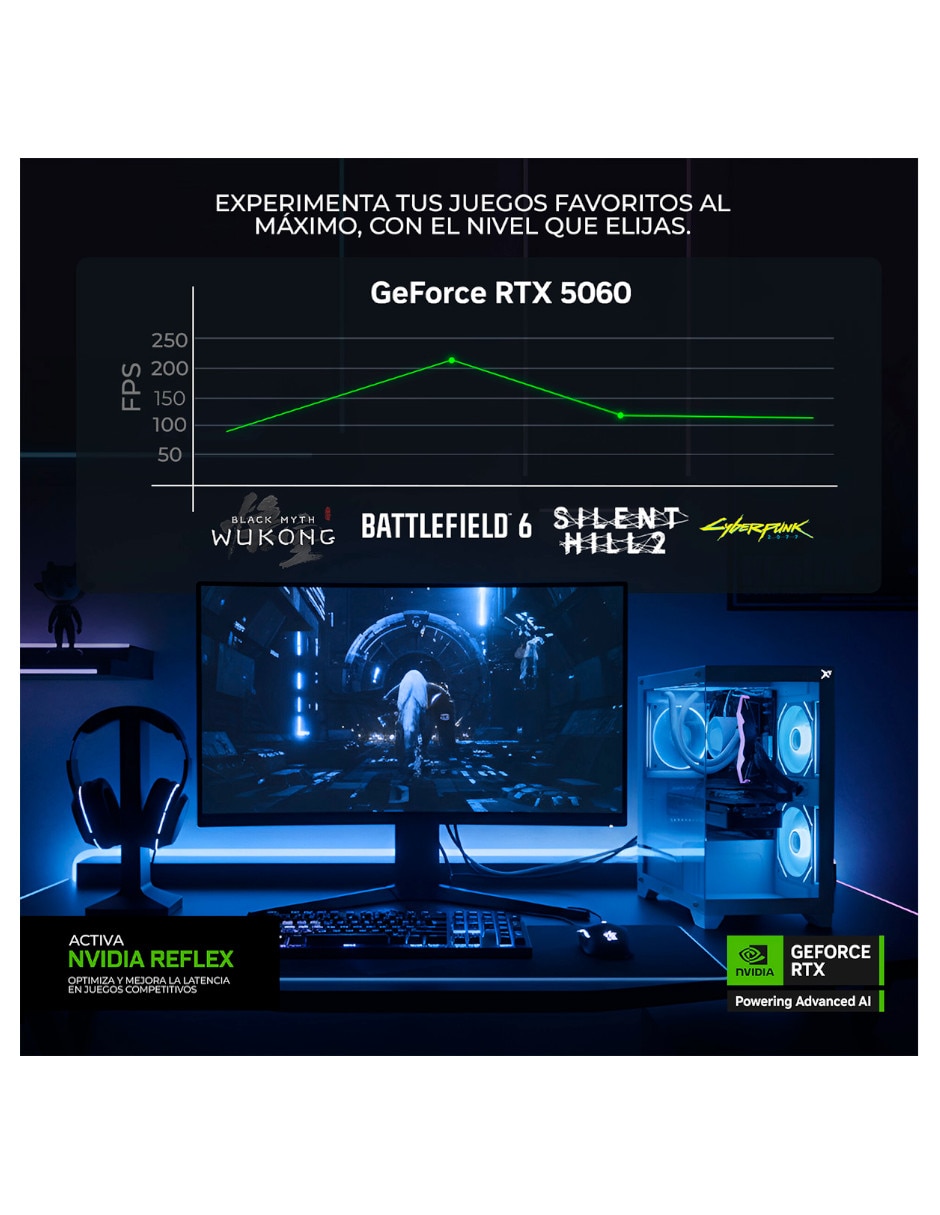 Computadora gamer Intel core ultra 9 Nvidia GeForce RTX 5060 16 GB RAM 1 TB 2