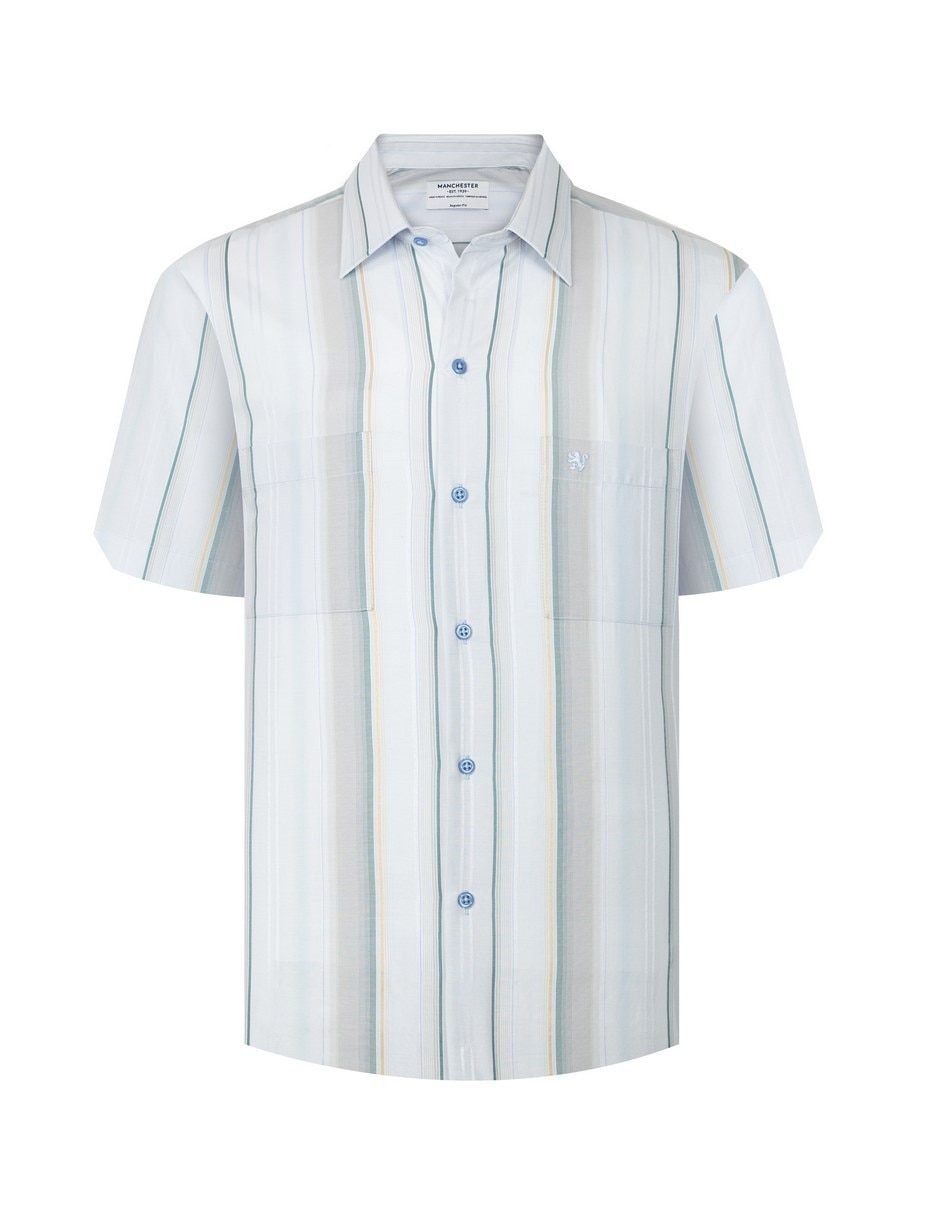 Camisa casual manchester de algodón manga corta para hombre