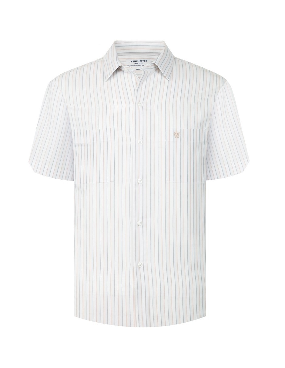 Camisa casual manchester de algodón manga corta para hombre