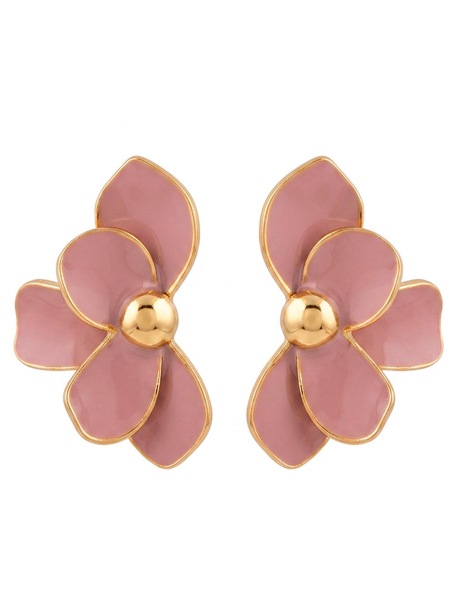 Largos de (si aplica) Flor Flor Aretes de Flor de Acero inoxidable 18 K con acabado Baño de oro Sin gema 1