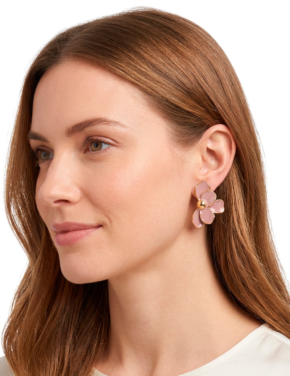 Largos de (si aplica) Flor Flor Aretes de Flor de Acero inoxidable 18 K con acabado Baño de oro Sin gema 2