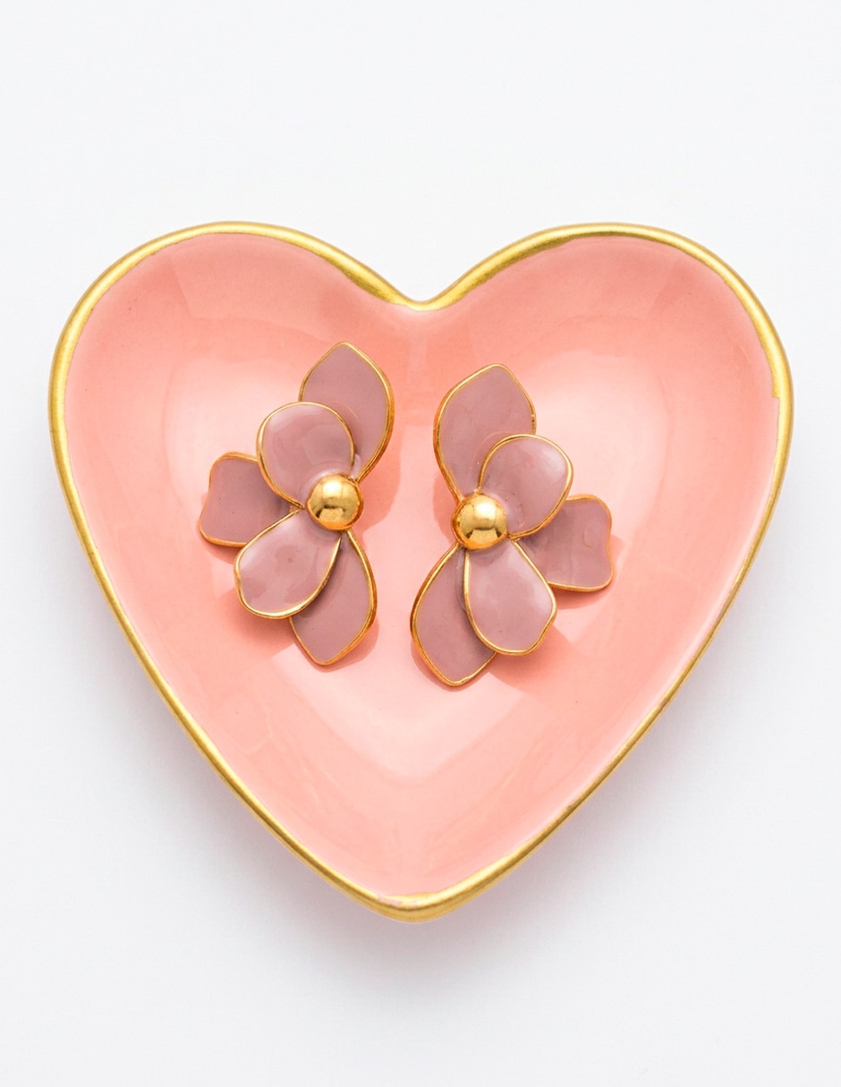 Largos de (si aplica) Flor Flor Aretes de Flor de Acero inoxidable 18 K con acabado Baño de oro Sin gema 4