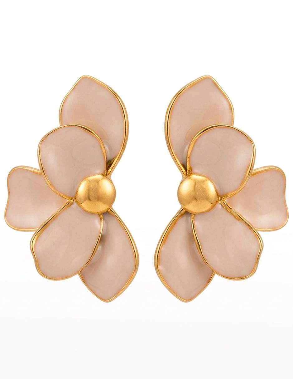 Aretes largos de flor ana maria mexico aretes de flor 18 k con acabado baño de oro