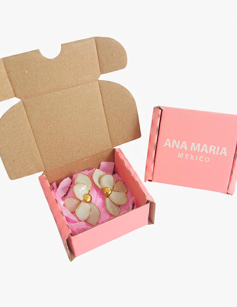 Aretes largos de flor ana maria mexico aretes de flor 18 k con acabado baño de oro