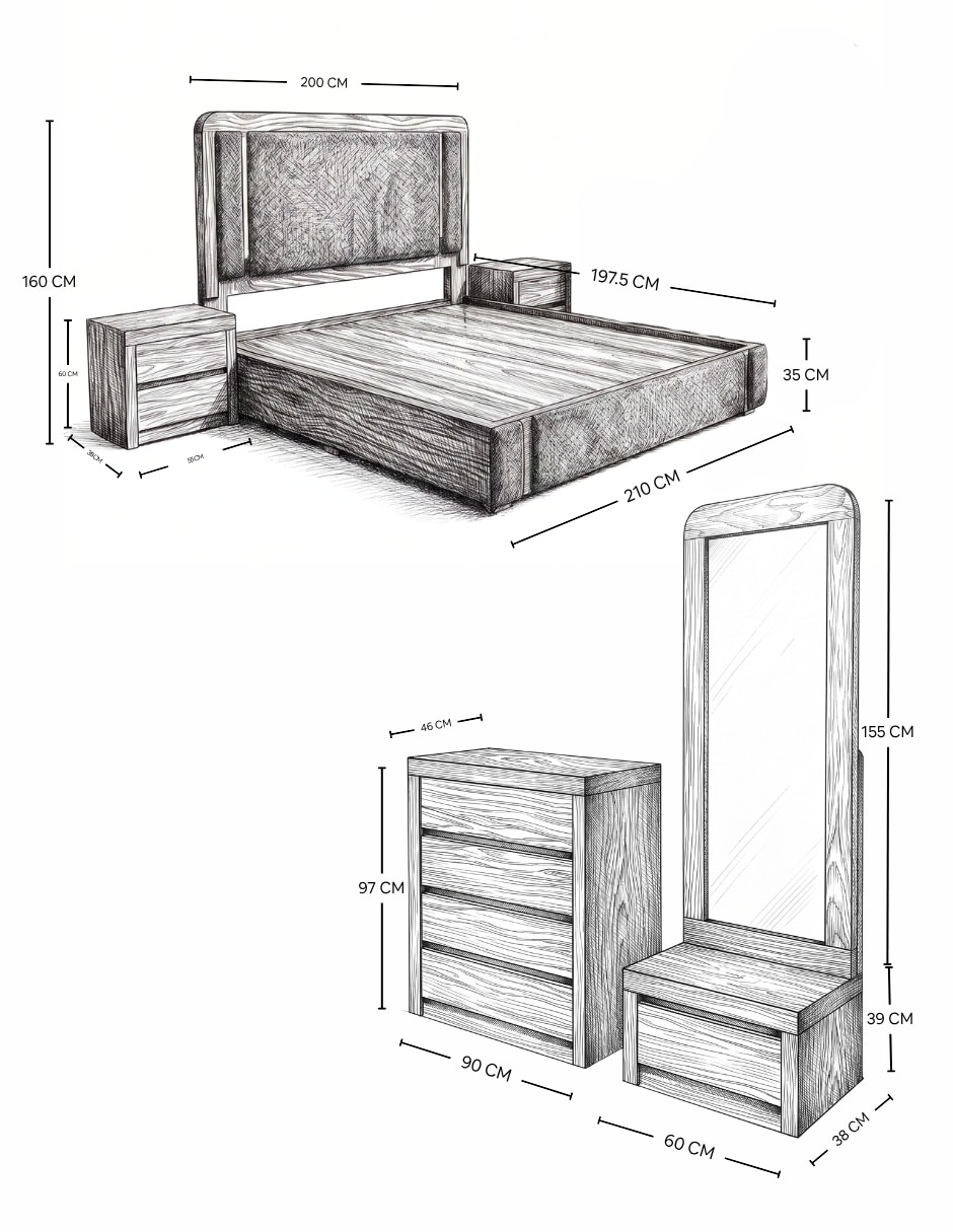 Set Recámara Enoc de Madera 7