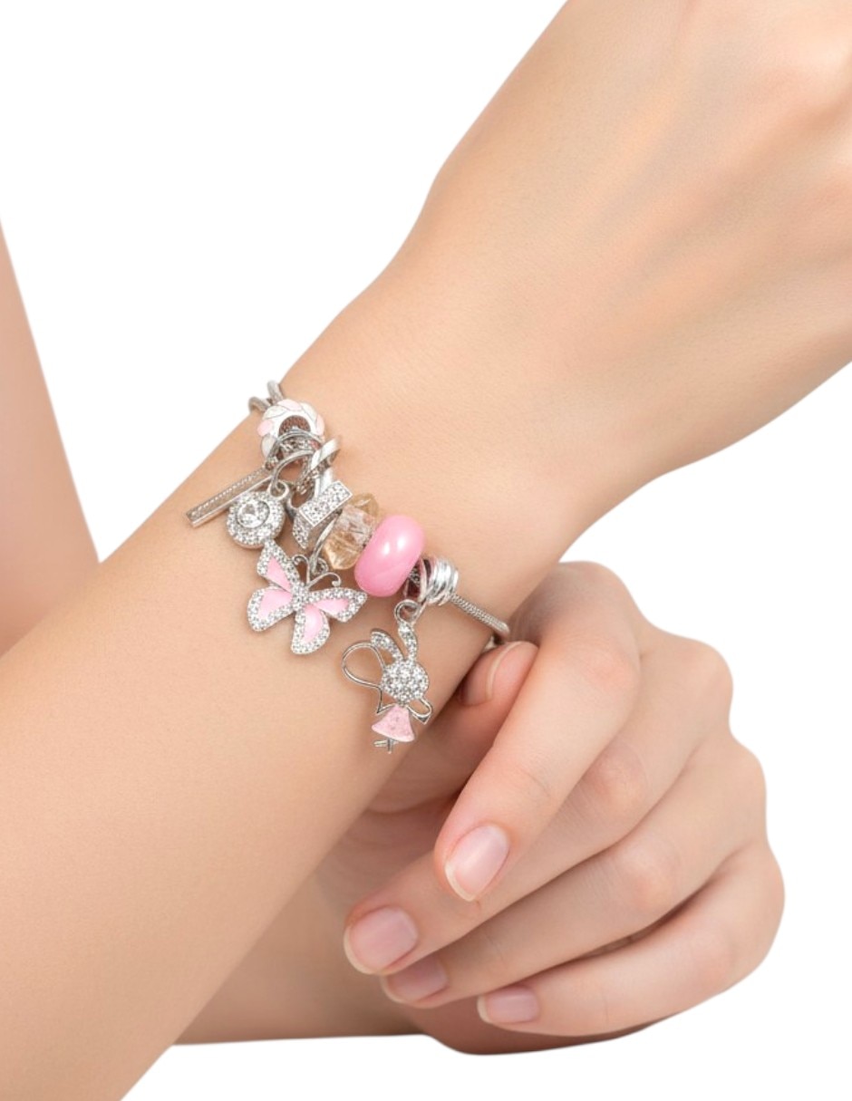 Pulsera y charms con zirconia 2