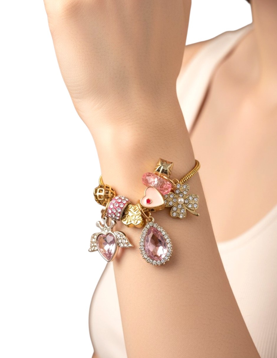 Pulsera y charms con zirconia 2