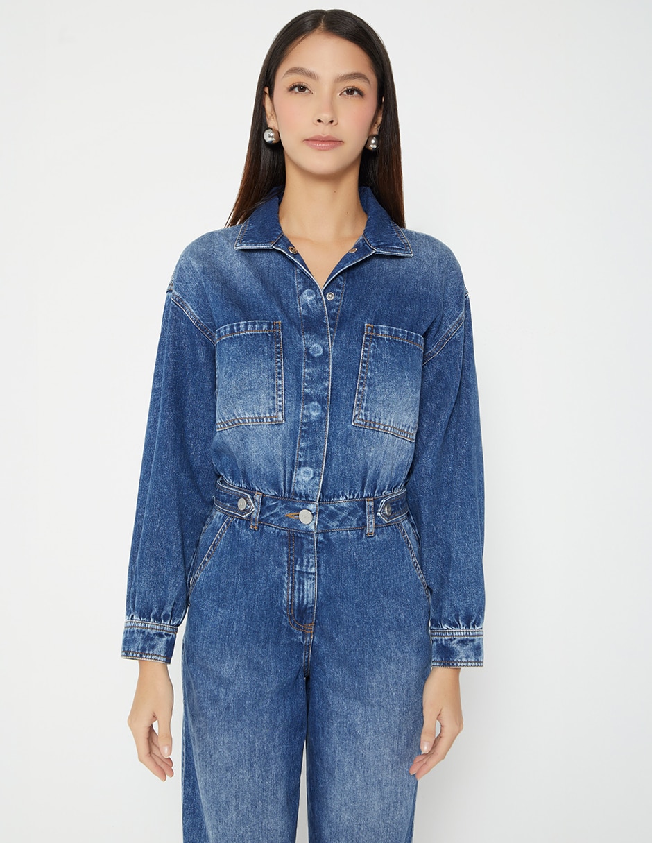 Jumpsuit de mezclilla casual para mujer 2