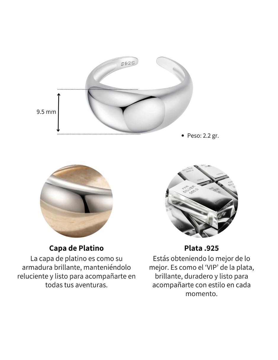 de (si aplica) Irregular Beauty No aplica P 925 de Plata Sin gema Pulido 6