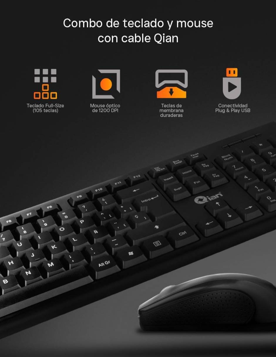 Mouse y teclado QKX-WRESP-01-BK 2