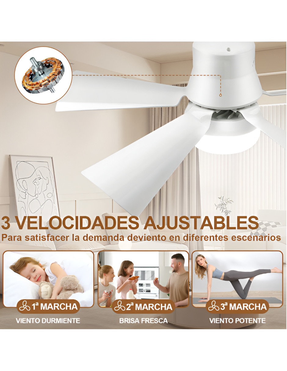 Ventilador de techo con control remoto 3 velocidades 3