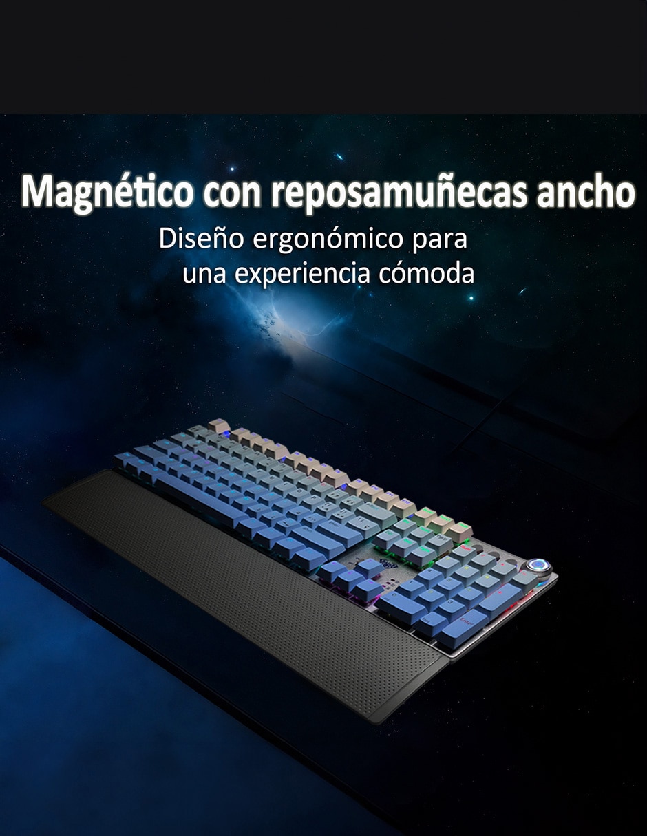 Teclado gamer USB-C QWERT inglés con interruptor táctiles Brown Clear F2088 AIR 6