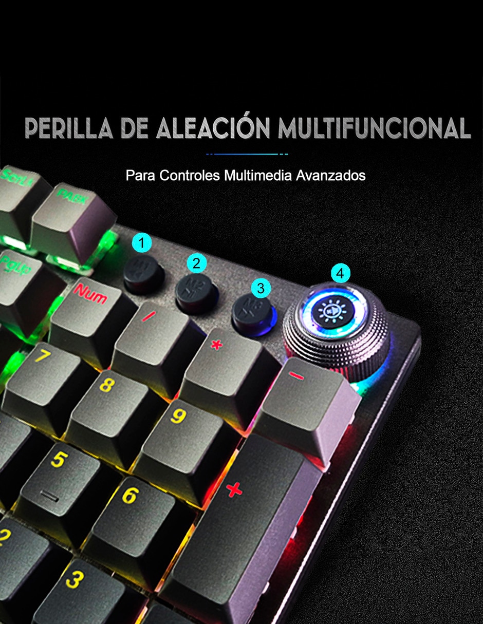 Teclado gamer USB-C QWERT inglés con interruptor táctiles Brown Clear Aula F2088 AIR