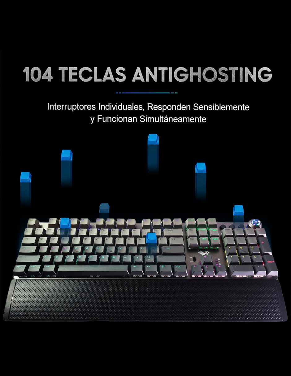 Teclado gamer USB-C QWERT inglés con interruptor táctiles Brown Clear Aula F2088 AIR