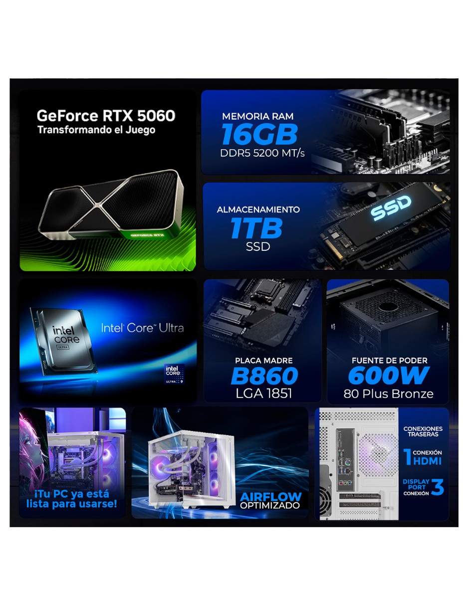 31.5 pulgadas Full HD Intel Core Ultra 9 NVIDIA GeForce RTX 5060 16 GB RAM 1 TB SSD 9