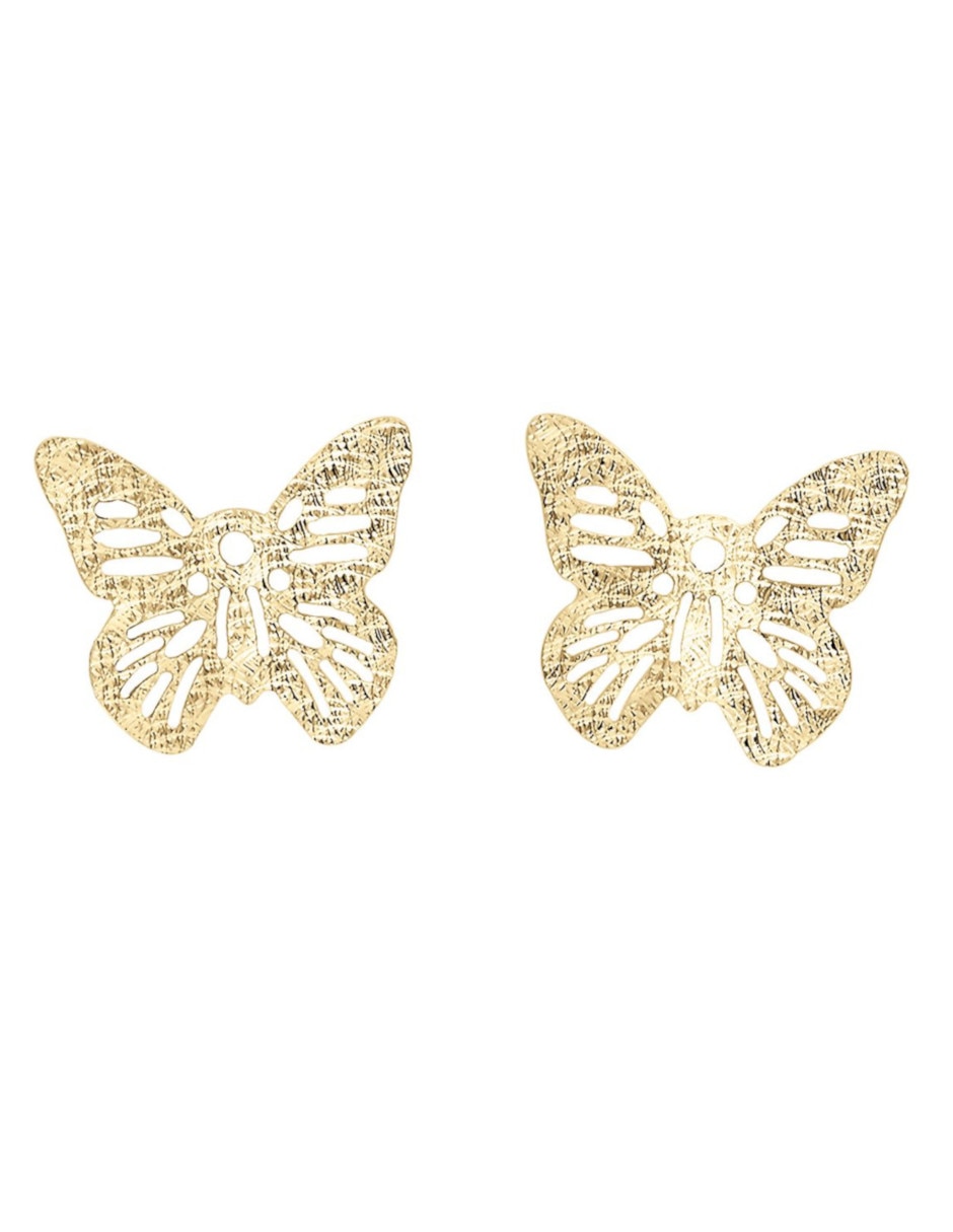Broqueles de mariposa de oro 14 K con acabado brillante