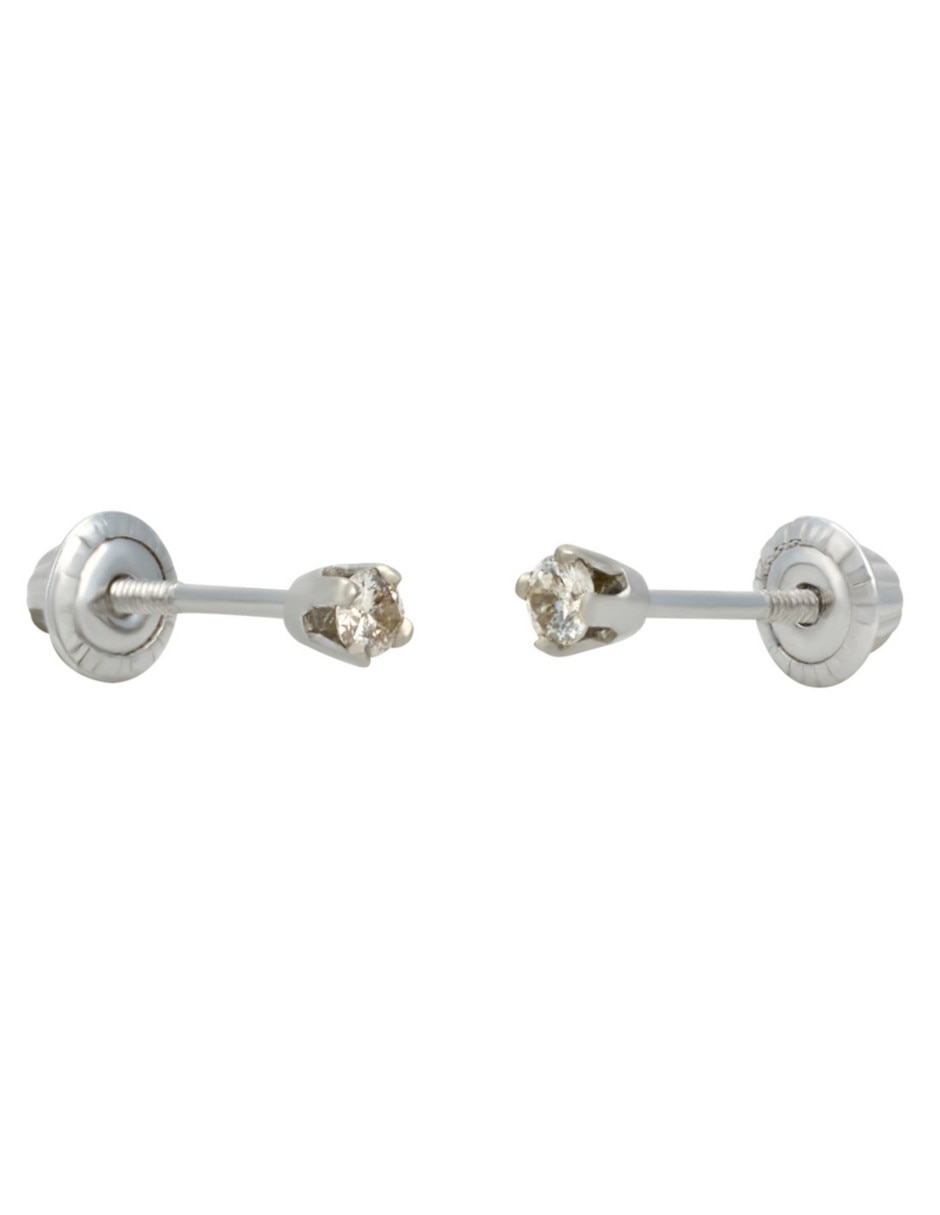 Broqueles redondos de oro 14 K con acabado brillante diamante