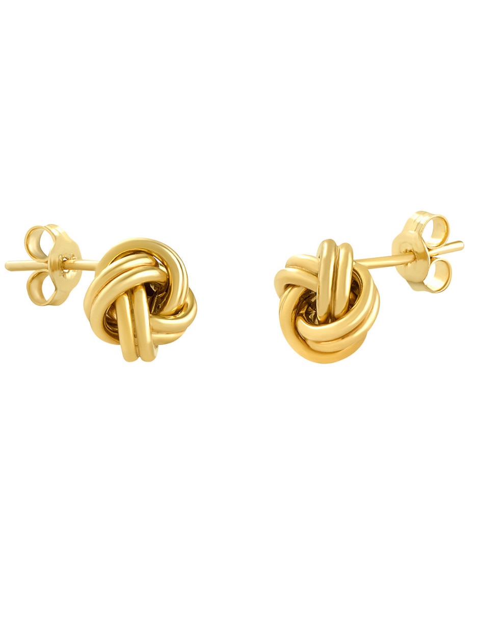 Broqueles de nudo de oro 14 K con acabado brillante