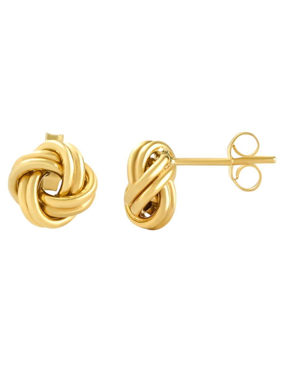 Broqueles de nudo de oro 14 K con acabado brillante