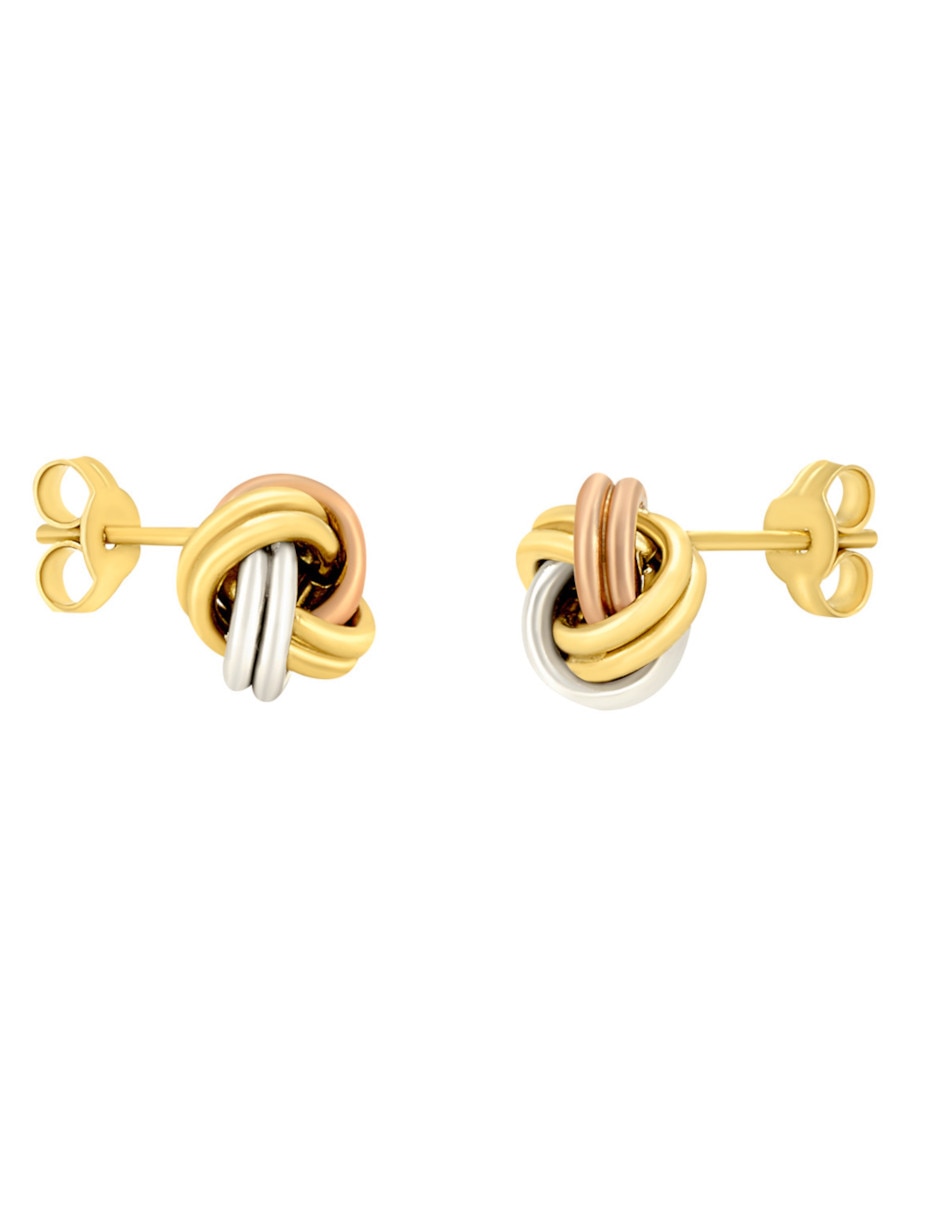 Broqueles de nudo de oro 14 K con acabado brillante 2