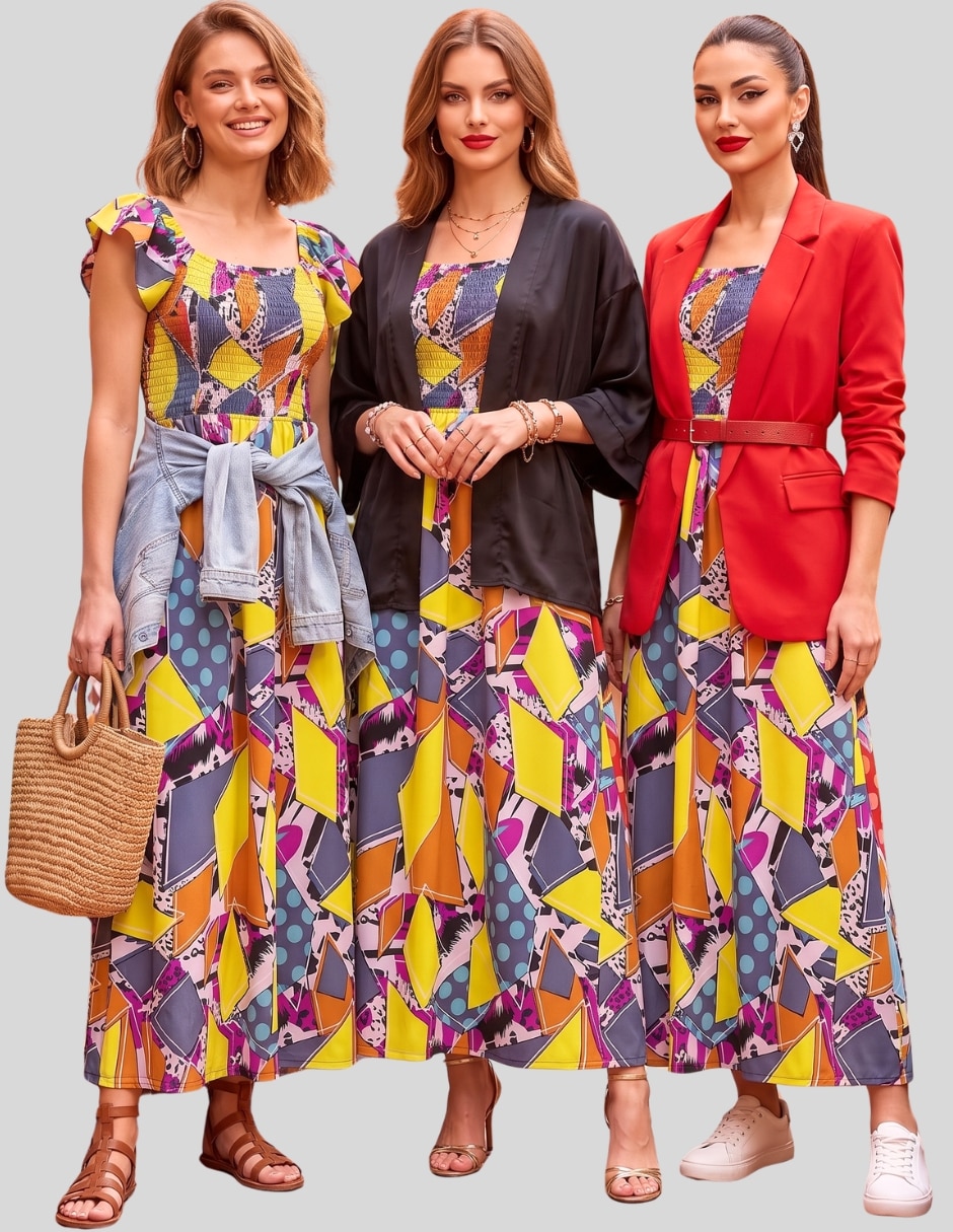 Vestido maxi casual malabis para mujer