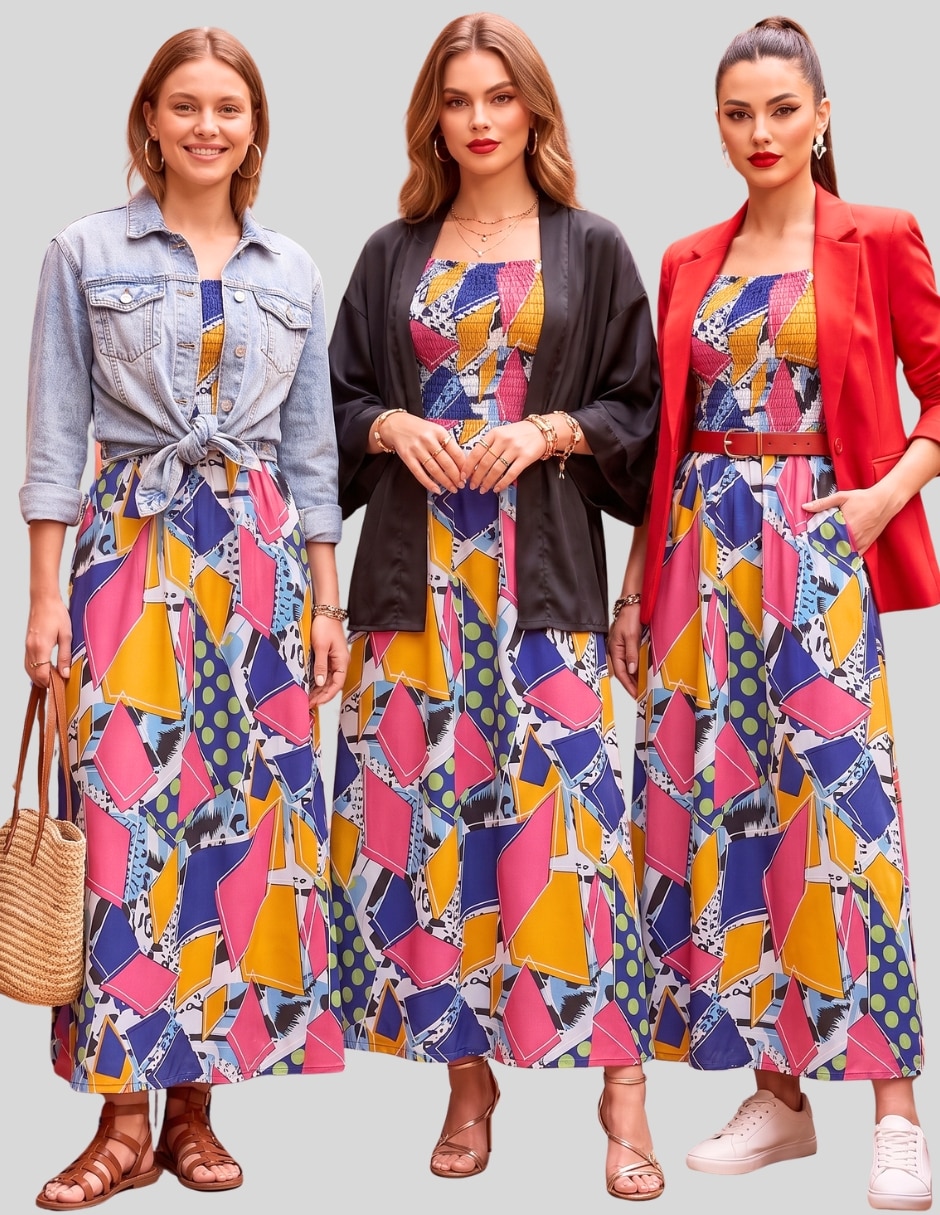 Vestido Maxi Casual Vestido Largo Mujer Estampado Vestido Casual Elegante con Espalda Abierta y Lazo para mujer 5