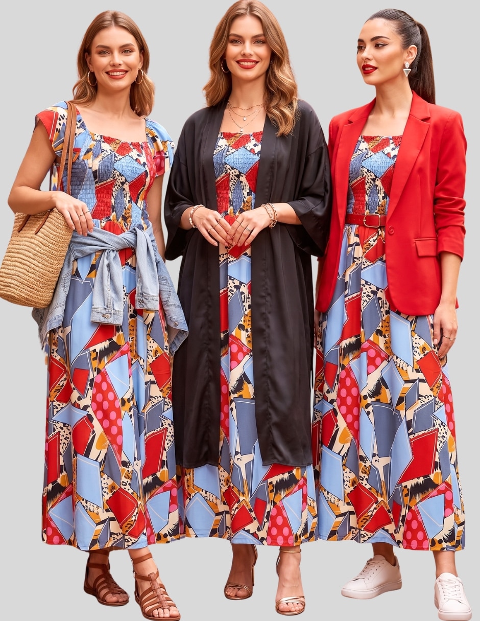 Vestido maxi casual malabis para mujer