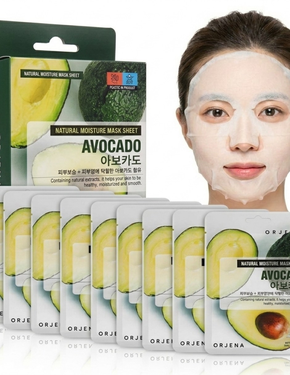 Set mascarilla facial Natural Celulosa Aguacate para nutrir Orjena 23 ml 1
