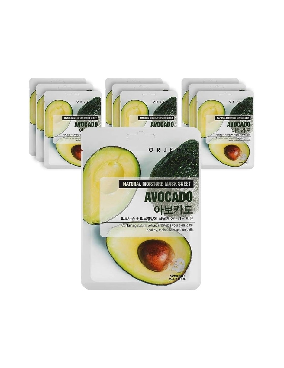 Set mascarilla facial Natural Celulosa Aguacate para nutrir Orjena 23 ml 9