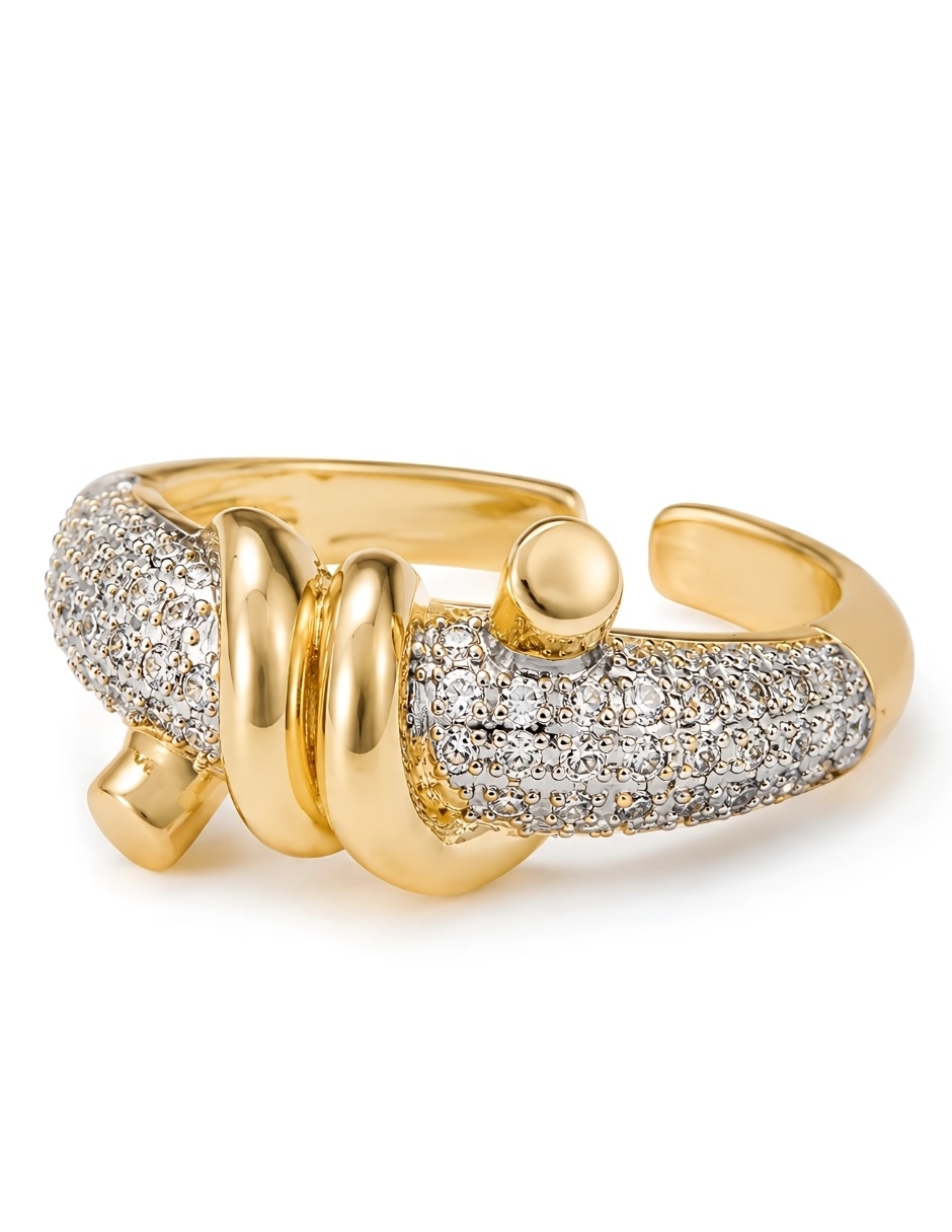 Anillo yoiko nexo zirconia baño de oro