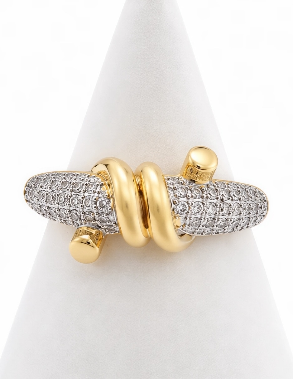 Anillo yoiko nexo zirconia baño de oro