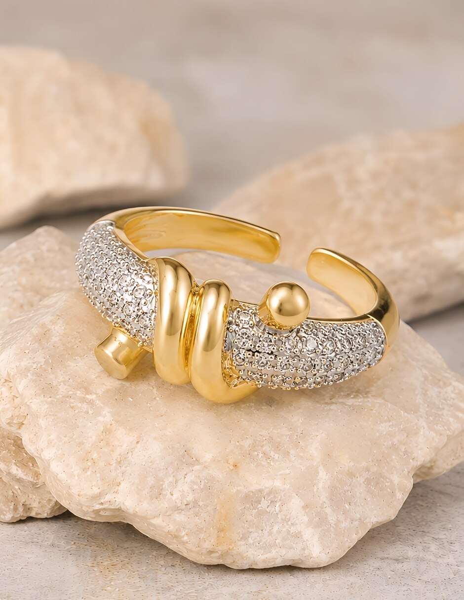 Anillo yoiko nexo zirconia baño de oro