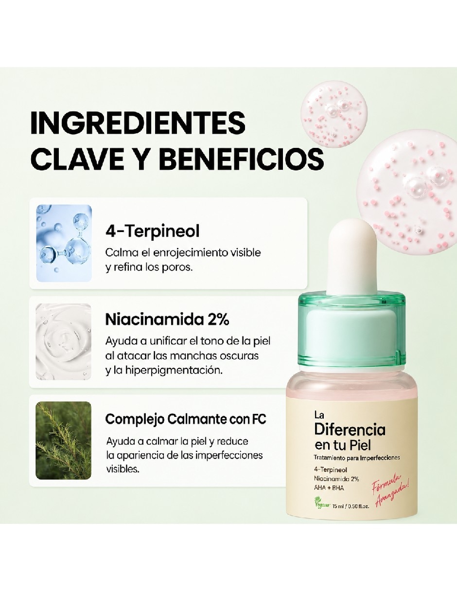 Sérum facial antiacné con extracto de árbol de té verde 15 ml piel mixta y grasa 3
