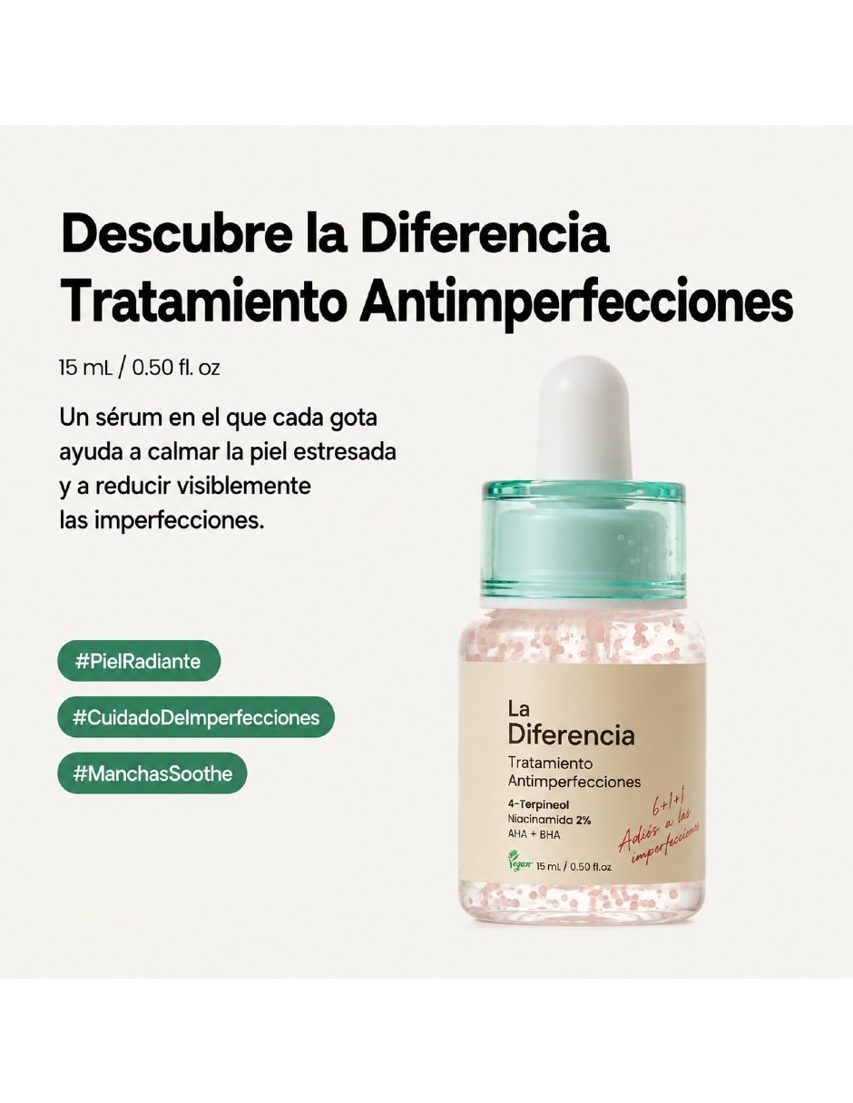 Sérum facial antiacné con extracto de árbol de té verde 15 ml piel mixta y grasa Sérum facial antiacné con extracto de árbol de té verde 15 ml piel mixta y grasa